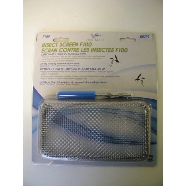 Ventmate Écran Anti-Insectes - Appareil RV 68297 Évent de Fourneau; pour Utilisation avec Coleman/Suburban/Sol-Aire/Hydroflame; Acier Inoxydable; Simple; avec 2 Fixations à Ressort/outil d'Installation/bord en Caoutchouc Silicone