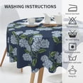 thumbnail image 5 of Navy Blue Floral Round Tablecloth 70 Inch Blue Green Hydrangea Flower Table Cloth Spring Summer Holiday Table Covers Polyester Indoor Outdoor Farmhouse Tablecloths for Kitchen Dining Party, 5 of 6