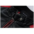 thumbnail image 3 of JFBUJC Men Motorcycle Leather Jacket Stand Collar Vintage Zipper Biker Coat Racer Outerwear, 3 of 5