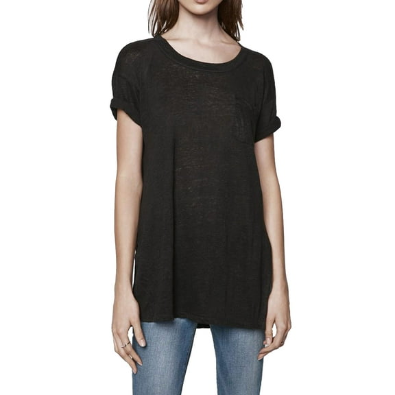 Rebecca Minkoff Women's Gina Short Sleeve Linen Tee $58 NWT Small Black