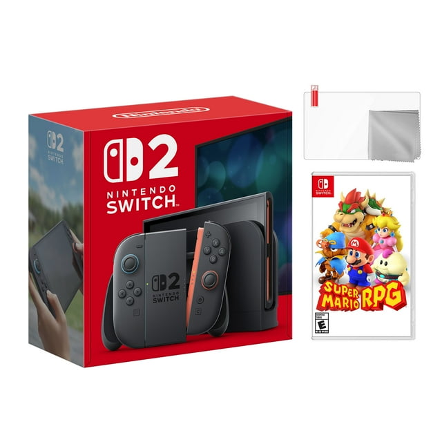 Nintendo Switch 2 Console 256GB 7.9-Inch 1080P HDR Touch Screen, Joy-Con 2 with Mouse Sensor, Dock, with Super Mario RPG And Microfiber Cleaning Cloth & Screen Protector
