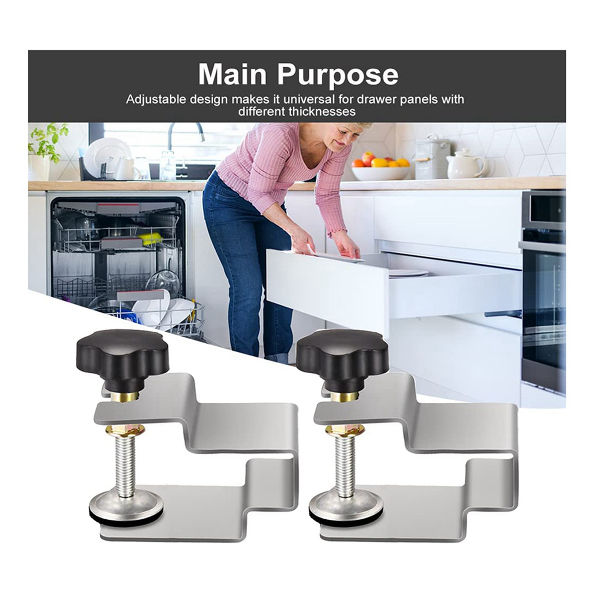 Drawer Front Installation Clamps, 6PCS Stainless Steel Cabinet Installation Clamps Tools for Drawer Front Panel