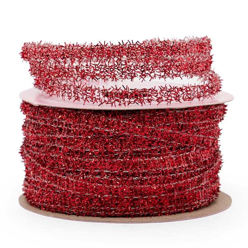 1/4" X 25 Yards Red Metallic Mini Tinsel Cord by Paper Mart