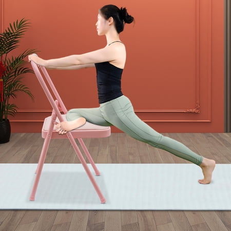 Pink Yoga Auxiliary Chair with Lumbar Support Freestanding Balance Handstand