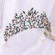 thumbnail image 3 of Nvzi Tiara de boda para novia, diadema de princesa, corona de novia, joyería para el cabello con diamantes de imitación de cristal,graduación, boda, fiesta de disfraces (verde), 3 of 4