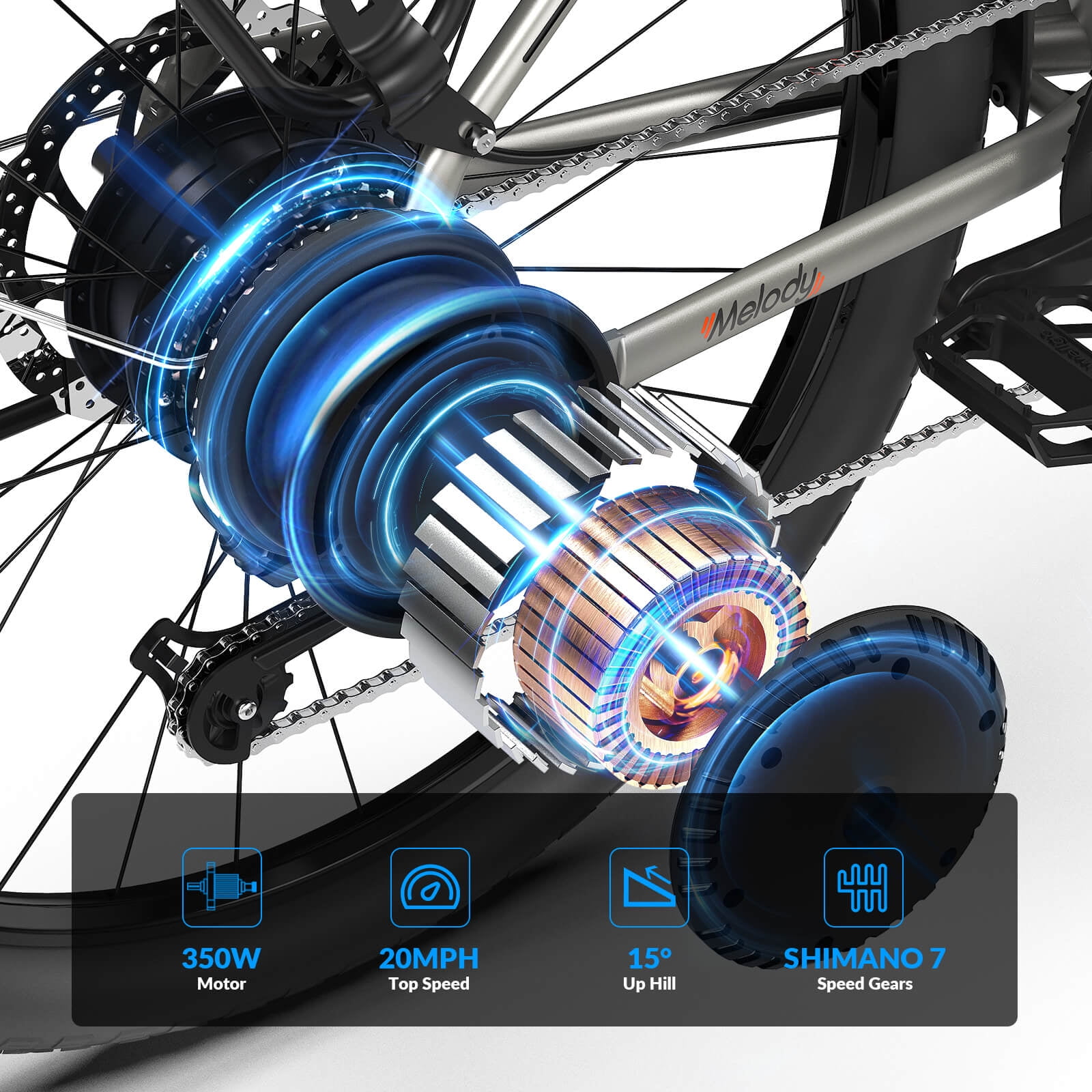 5TH WHEEL W18B Electric Bike for Adult with 350W Motor, 26" Electric Mountain Bike with 36V 10.4Ah Removable Battery Ebike, Electric Bicycle with 7 Speed, UL2849