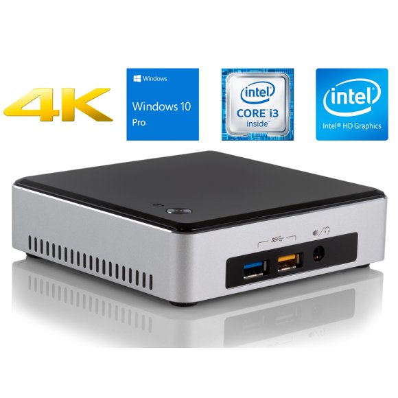 Refurbished Intel NUC5i3RYK Mini Desktop, Intel Dual-Core i3-5010U 2.1GHz, 8GB RAM, 256GB SSD, MiniDP, Mini HDMI, Wi-Fi, Bluetooth, Windows 10 Pro