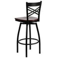 thumbnail image 5 of Flash Furniture 2 Pk. HERCULES Series Black ''X'' Back Swivel Metal Barstool - Mahogany Wood Seat, 5 of 8