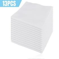 13pcs Handkerchiefs for Men, Soft Cotton Hankies, 15''x15'' Classic White Pocket Square