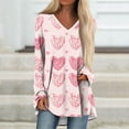 thumbnail image 2 of Resicozy Valentines Shirts for Women Funny Heart Graphic Shirt Pullover Casual V Neck Top Long Sleeve Tee Tops Beige XL, 2 of 5