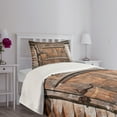 thumbnail image 3 of Ambesonne Vintage Quilted Bedspread Set 2 Pcs, Rustic Wooden Door, Twin Size, Brown, 3 of 5
