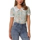 thumbnail image 1 of CAMISA CHIC Floral de Mujer de Manga Corta con Cuello Peter Pan de Encaje, Blusa de Botones, Verde Claro, L, 1 of 6