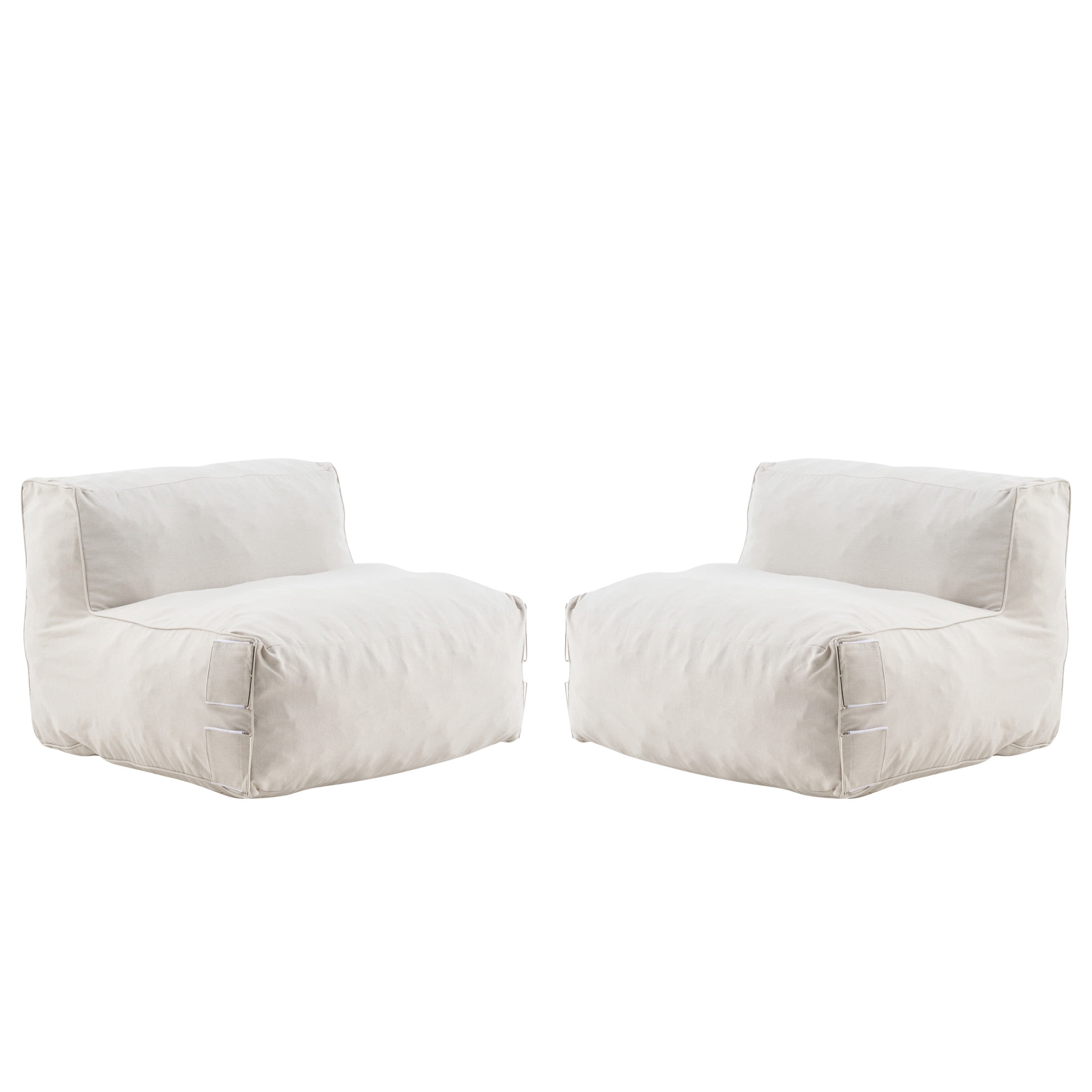 Christopher Knight Home Outdoor Patio Bean Bag Armless Sofa, Lounge Chair with Foam Fill, Beige, Set of 2