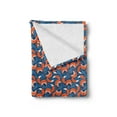 thumbnail image 2 of Fox Soft Flannel Fleece Throw Blanket, Doodle Style Flowers and Hearts with Abstract European Forest Animal Pattern, Cozy Plush for Indoor and Outdoor Use, 70" x 90", Navy Blue Orange, by Ambesonne, 2 of 5