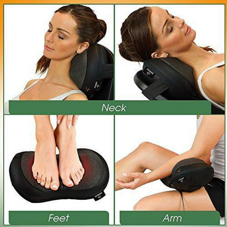 Gideon Shiatsu Deep Kneading Massage Pillow w 8 Rollers Neck Shoulder Back Pain
