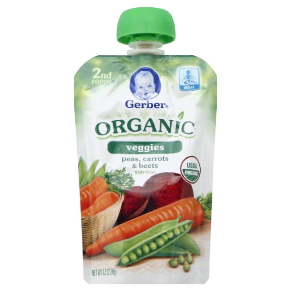 Gerber Organic 2nd Foods Baby Food, Peas, Carrots & Beets, 3.5 oz Pouch