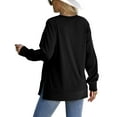 thumbnail image 4 of MOSHU Crewneck Sweatshirts for Women Side Split Long Sleeve Shirts Fashion Fall Womens Tops, 4 of 9
