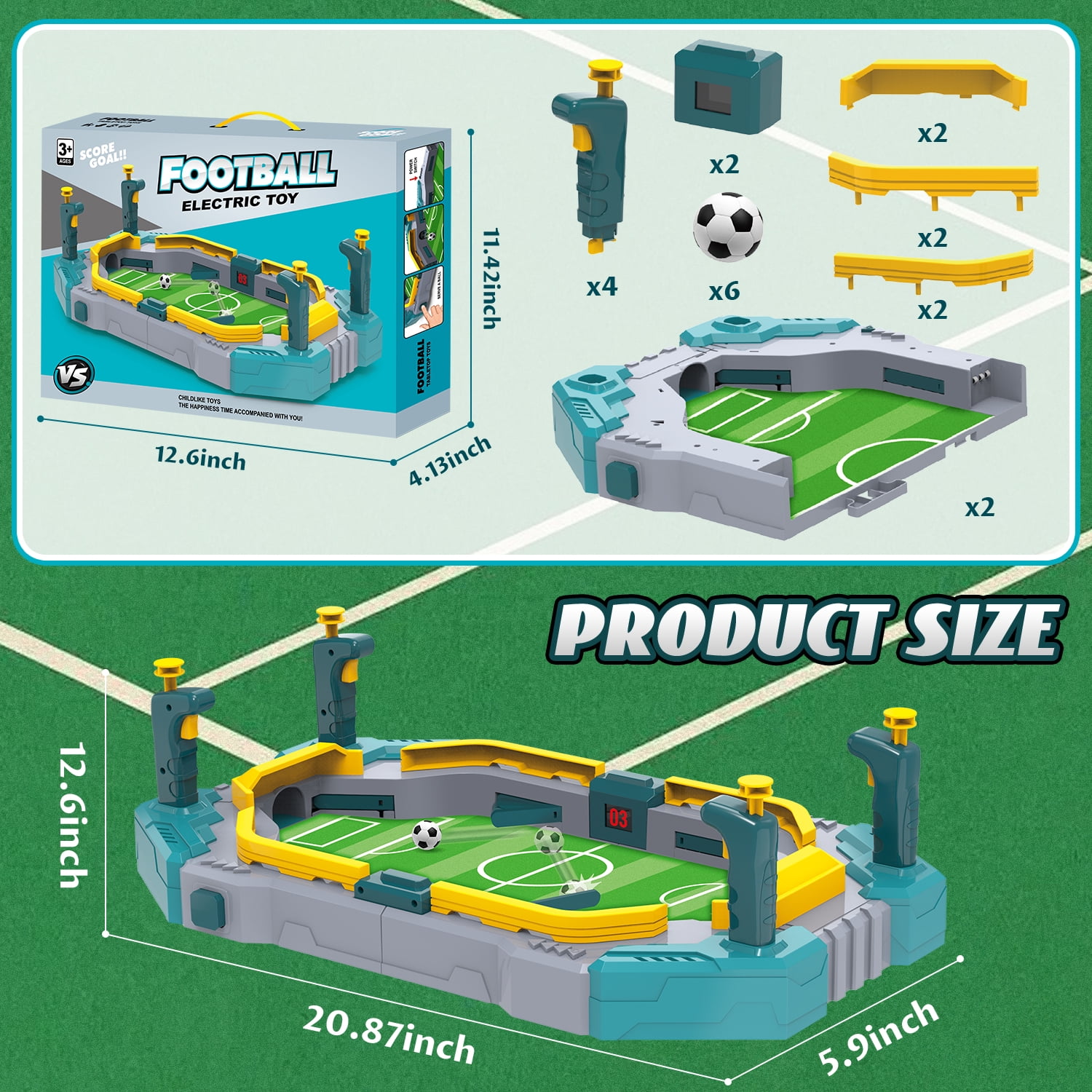 Beefunni Tabletop Foosball Game – Portable Soccer Board Game with Sound & Scoring – Indoor Sport Game Gift for Family & Friends