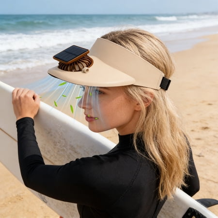 Usloyux Summer Solar Fan Cap 2-in- Solar Powered Cooling Hat with Adjustable Fan and USB Charging Outdoor Gear for Hiking Camping Fishing Beach Rechargeable Sun Hat for Men WomenKids
