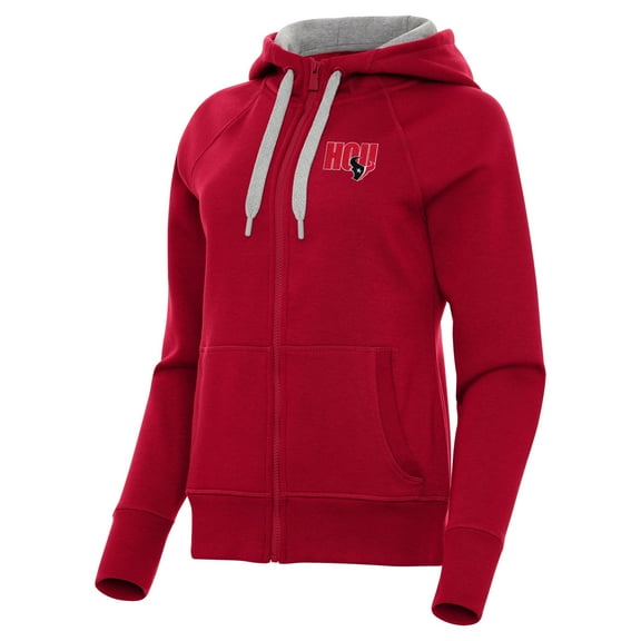 Women's Antigua Red Houston Texans Victory Full-Zip Hoodie