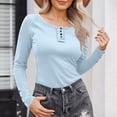 thumbnail image 2 of GuangCheng Womens Long Sleeve Shirts Casual Fall Henley Top Button Down Blouses Basic Ribbed Knit T Shirts, 2 of 7
