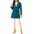 thumbnail image 2 of INSPIRE CHIC Manteau pour Femme Couleur Unie Revers Cranté Simple Boutonnage Caban d'Hiver Bleu Lac m, 2 of 6