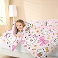 thumbnail image 5 of Homewish Kawaii Spooky Animal Twin Bedding for Girls, Candy Bowtie Ghost Bedding Comforter Set, Pale Pink Yellow Black, Pink Reversible 7-Piece, 5 of 7