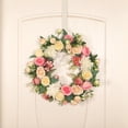 thumbnail image 3 of Moyic Guirnalda de flores artificiales con hojas verdes, peonías, puerta de pared, colgante para el hogar, Navidad, boda, Vintage, Decoración, 3 of 6
