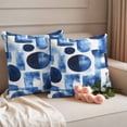 thumbnail image 2 of Blue Geometric Outdoor Waterproof Pillow Covers, Modern Abstract Vintage Art Aesthetic Decorative Square Throw Pillowcase Sofa Cushion Sham for Patio/Couch/Chair, 26"x26" 2 Pack, 2 of 8