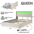 thumbnail image 4 of VANACC Queen Upholstered Bed Frame with RGBW LED Headboard, 4 Storage Drawers & USB Ports, Cream, 4 of 6