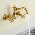 thumbnail image 3 of AMERTEER Traditional Kitchen Sink Taps Swivel Spout Cross Handles Wall Mounted Mixer Tap., 3 of 10