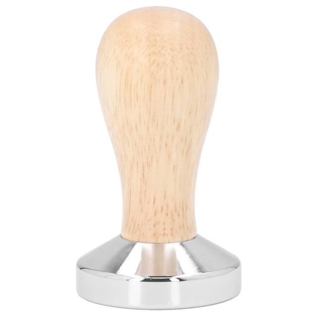 Martillo de prensa de café en polvo de fondo plano de acero inoxidable de grado alimenticio desmontable con mango de madera