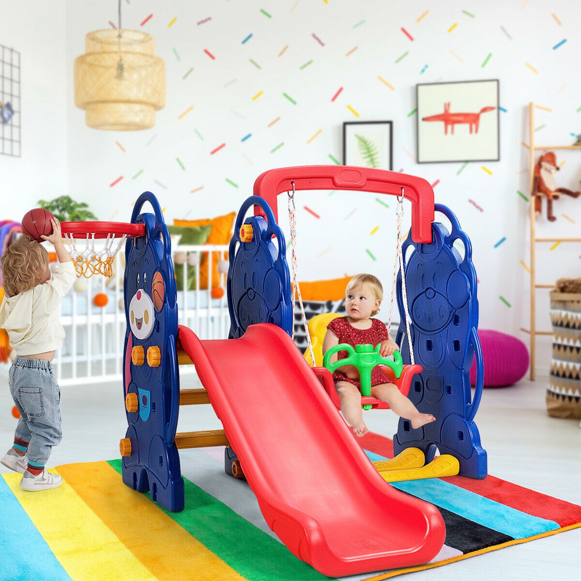Naef Spiel（World Wide Kids Stage 3のアイテム） Gymax 3 in 1 Indoor/Outdoor Toddler Climber, Swing Set