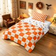 thumbnail image 2 of Homewish Pumpkin Plaid Twin Comforter Sets, Happy Halloween Bedding Set, Orange Cream White, Pumpkin Bat Reversible, 2pcs 1 Comforter and 1 Pillowcase, 2 of 5