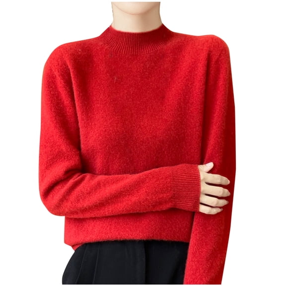Zekutng Womens Sweaters Mock Turtleneck Soft Knit Pullover Long Sleeve Slim Solid Color Basic,Sizes S-2XL