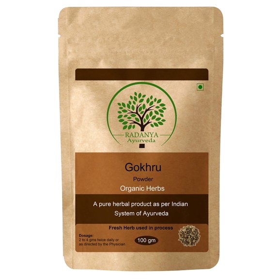 RADANYA Ayurveda Gokhru Powder 100 Gram - Indian Pure Natural Essential Organic Herbal Supplement Powder - Pack of 1