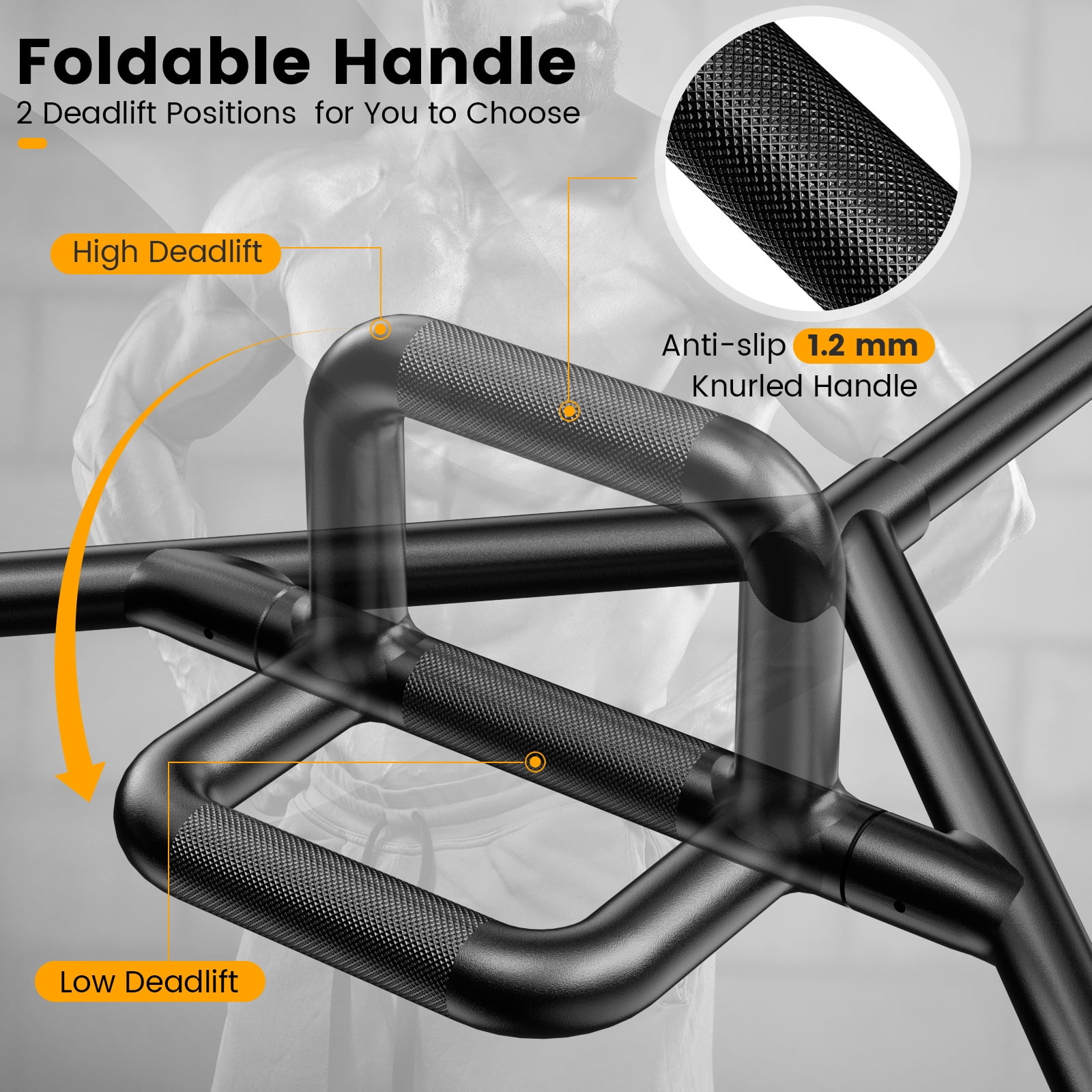 Gymax Heavy Duty Olympic Hex Trap Bar w/ Flat or Raised Knurled Handles for Squats