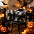 thumbnail image 5 of Black White Stripe Halloween Pillow with Black Bow, Gothic Halloween Decorative Throw Pillow With Zipper Closure, Square Accent Cushion for Sofa Couch Home Halloween Decoration, 5 of 6