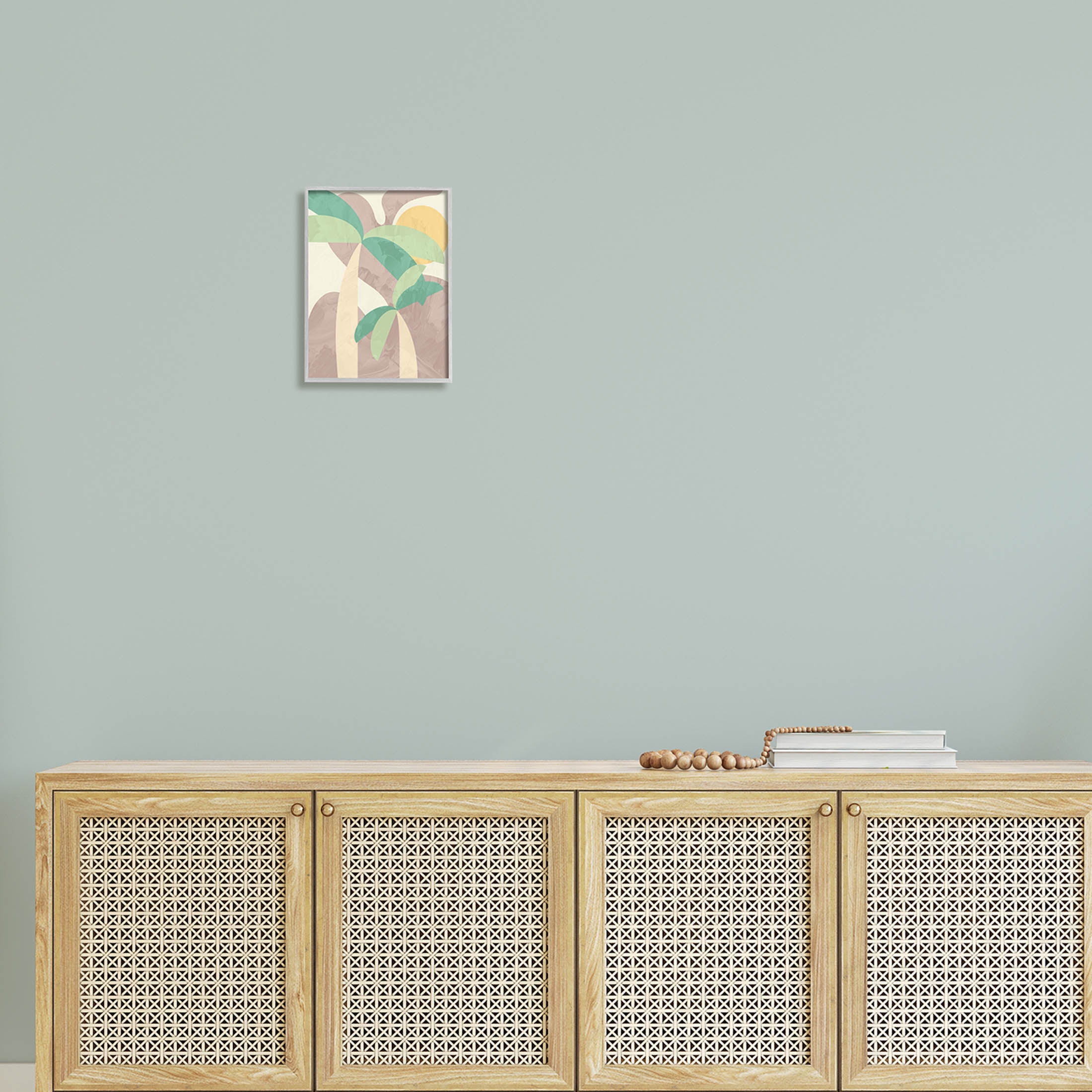 Abstract Summer Palms Shapes Botanical & Floral Graphic Art Gray Framed Art Print Wall Art