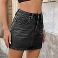 thumbnail image 5 of Ynynlocho Denim Skirt with Shorts Mini Skort Women Trendy High Waisted A-Line Summer Jean Skirts with Pockets, 5 of 7