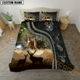 thumbnail image 1 of Maxcorners Custom Name Couple Deer Hunting Grey Black Leather Pattern Bedding, 1 of 5