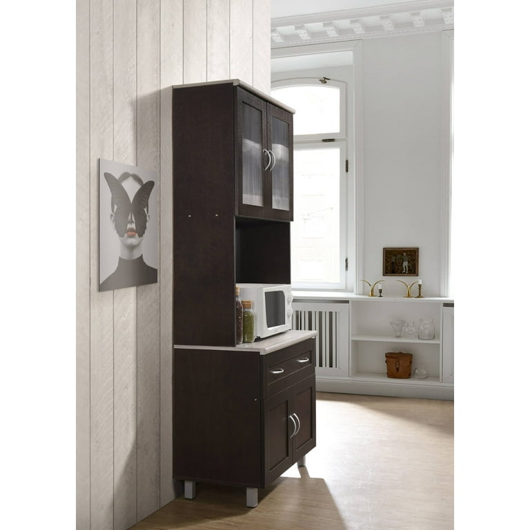 Hodedah Tall Kitchen Cabinet, Chocolate-Grey - Walmart.com