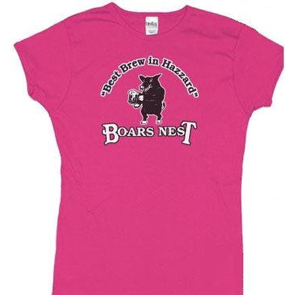 Dukes of Hazzard Boars Nest Daisy Duke Juniors Fuschia T-Shirt