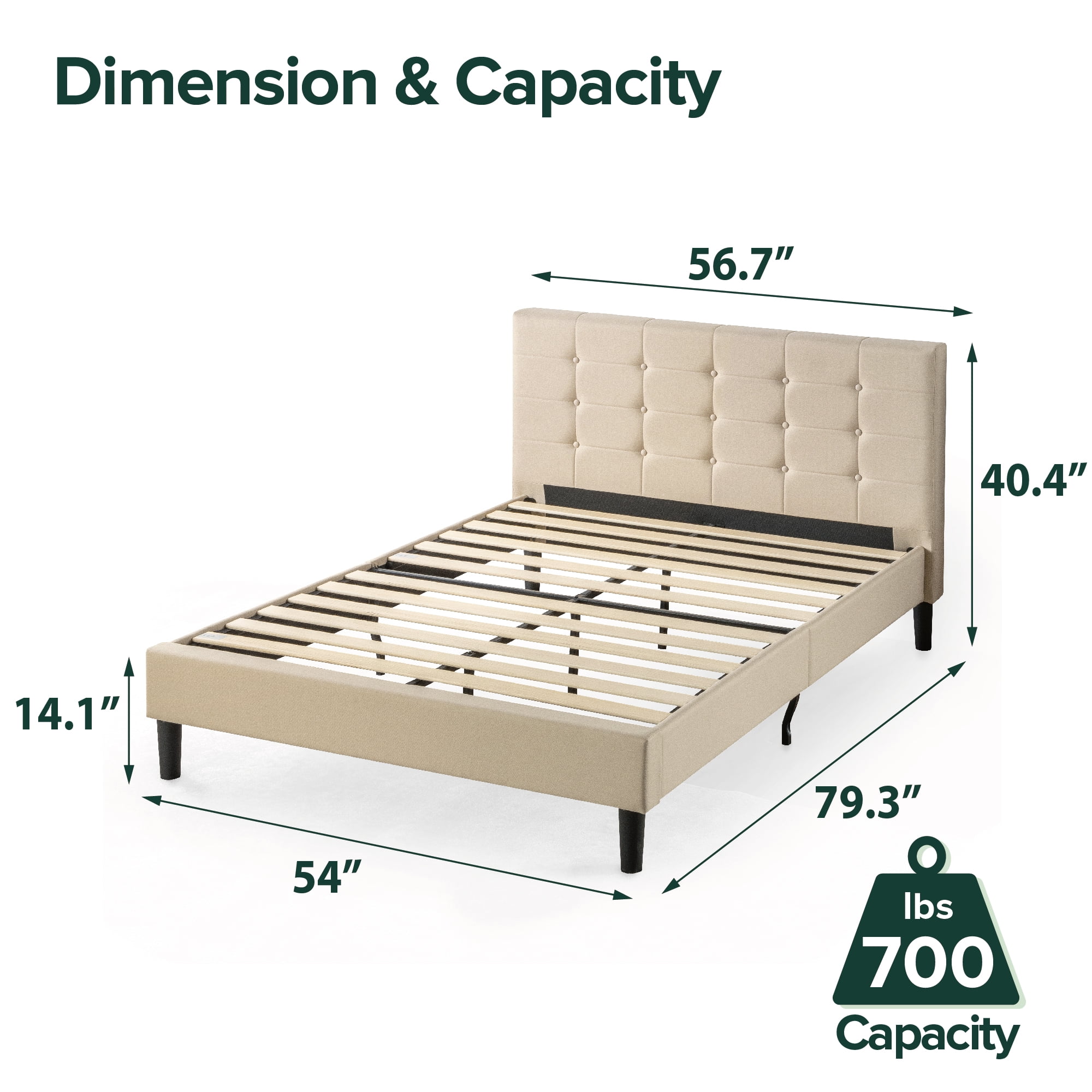 Zinus ibidun upholstered button tufted platform bed frame discount