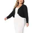 thumbnail image 4 of Agnes Orinda Plus Size Cardigan for Women Long Sleeve Open Front Elegant Cropped Shrugs Bolero Cardigans 2X Black, 4 of 6