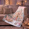 thumbnail image 6 of Whimsical Pink Castle Winter Wonderland Scene Festive Holiday, Festive Holiday Scene, Warm Flannel Blanket for Living Room and Family Room, Art Lovers Christmas Gift, Festive Home Decor, 6 of 9