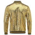 thumbnail image 3 of Cloudstyle Mens Sequins Nightclub Styles Zip up Varsity Baseball Bomber Jacket, 3 of 5