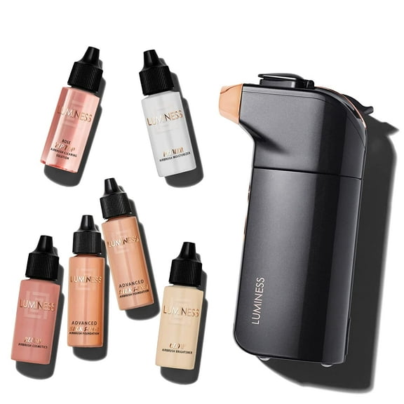 Luminess BREEZE DUO Airbrush Makeup System, Medium Coverage – 9-Piece Kit includes 2x Silk Advance Foundation, Airbrush Blush, Love Illuminator, Moisturizer Primer, and Tip Top Cleaning Solution