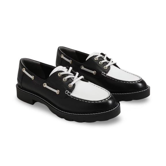 Sam Edelman Women's Fay Boat Shoes Black/White 6.5M