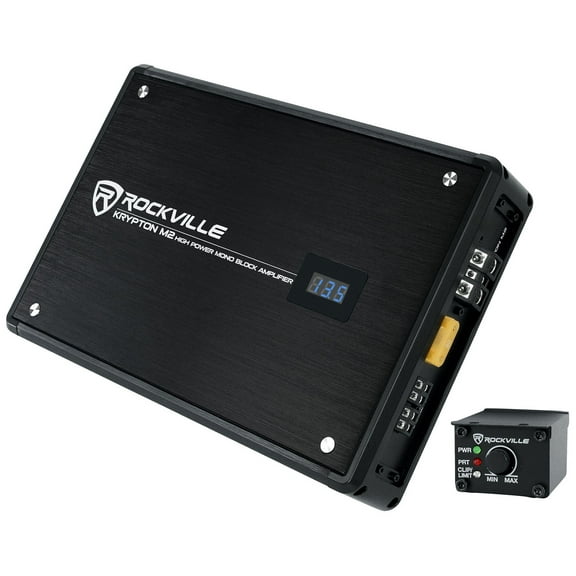 Rockville KRYPTON-M2 3000w Peak/750w RMS Mono 1 Ohm Car Amplifier Amp Remote